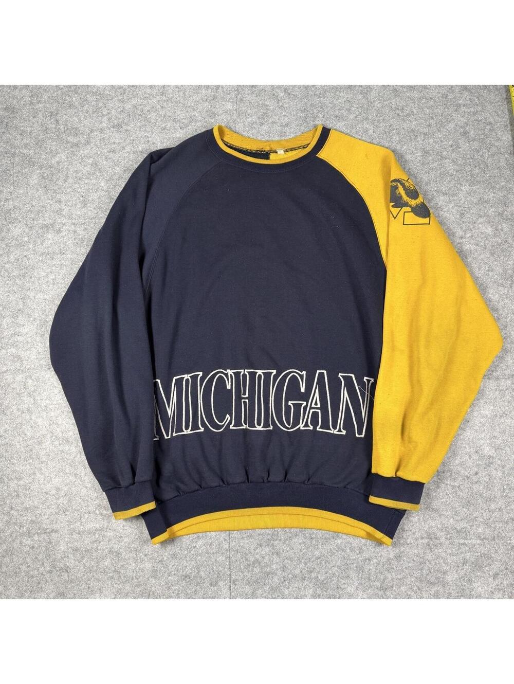 Vintage 90s NCAA Michigan Wolverines Embroidered Crewneck Sweatshirt XXL 2XL